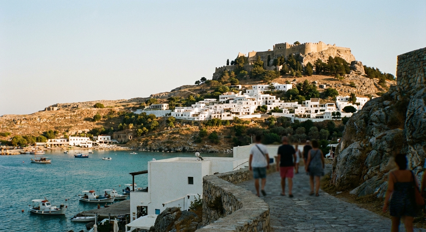 Exteriér hotela Tsampika na ostrove Rodos s bazénom, ideálna dovolenka blízko pláže